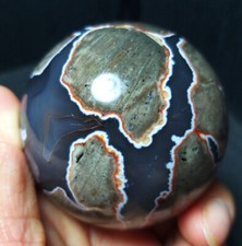 TOP 278G Natural Polished Football Agate Stone Sphere Ball Healing WD583 picture