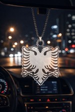 Albania Transparent Car Mirror Pendant + Chain Albania Eagle Approx 6x7cm picture