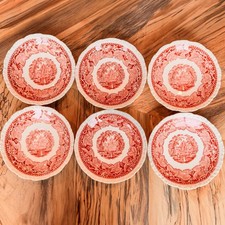 Early Mid-Century Mason's Vista Pink England Ironstone Small Plates-6.5