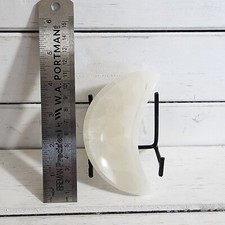 KCGS 10cm Selenite Crystal Crescent Moon Dish Charging Energy Bowl MOROCCO  picture