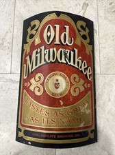 Vintage Schlitz Old Milwaukee Beer Curved Tin Sign Corner Sign 15x23 picture