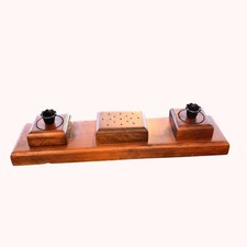 Vintage Handmade Rustic Wood Candle Holder Farmhouse Decor Centerpiece Primitive picture