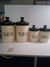 vintage 1960s/1970s ceramic canister set made by Holiday Designs (USA), picture