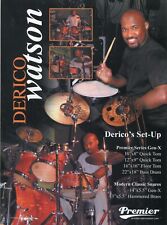 2008 Print Ad of Premier Gen-X Drum Kit w Derico Watson of Victor Wooten picture