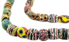 Oval Antique Venetian African Millefiori Trade Beads #15901 10mm Ivory Coast picture