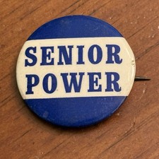Senior Power Small Vintage Pinback Button Pin Round Circle picture