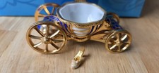 Ateuer De Limoges Vintage Trinket Box Cinderella Carriage with Slipper Blue Gold picture
