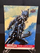 2021 UD Marvel Annual Sketch 1/1 Black Panther by Leon Braojos Auto Sketch picture
