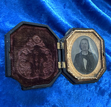 Antique Original Cased Black & White Portrait Photograph of Man picture