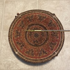 Vintage Handmade Ethiopian African Harari Woven Basket Leather & Cowrie Shells picture