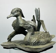 1976 Lance Fine Pewter Ducks Sculpture Signed Burgues Metal Drake Duck Statue ￼ picture
