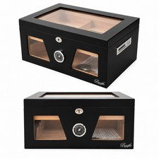 100-Cigar Humidor Cabinet – Solid Cedar Interior, Acrylic Viewing Window, Matte picture