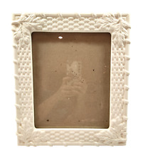 Vintage 1980-1990s White Woven Design Ceramic 8x10 Photo Picture Frame picture