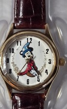 Vtg NOS Disney Time Works Sorcerer Mickey Fantasia Watch Gold Tone NIB Theme Pa picture