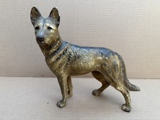 Antique HUBLEY GERMAN SHEPHERD Cold Painted Cast Iron Doorstop 9” Tall picture