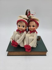 Pair Vintage Japan Felt Knee Hugger Christmas Elf Pixies 10in Bells picture