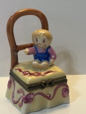 (repaired ) Vintage Limoges Doll In Chair Box picture