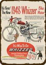 1948 WHIZZER MOTOR BIKE BICYCLE Vintage-Look-Edge DECORATIVE REPLICA METAL SIGN picture