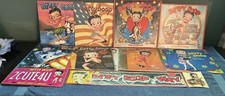 VTG Betty Boop Lot: 8 Sealed Wall Calendars (1998-2006) + Metal Signs, Pin & Bag picture