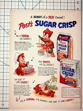 Vintage 1950 Post's Sugar Crisp Cereal Magazine Print Ad General Foods Bears picture