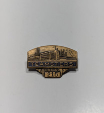 Vintage Teamsters Local 215 Metal Pin Badge Evansville, Indiana Screw On Used picture