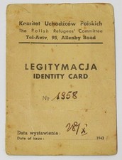 1943 POLISH REFUGEE ID CARD WARSAW ANDERS ARMY PALESTINE JEWISH WOLFSTEIN WW2 picture