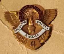 Vintage Connecticut Company 4 Year Operator Safety Award Enamel Pin- Bus-Trolley picture