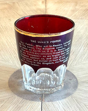 Antique EAPG Ruby Flash Glass Tumbler Lord's Prayer US Glass Gibson Girl Base picture
