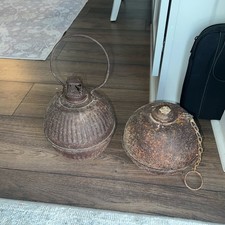 1 Vintage Storm King Smudge Pot/ Road Flare & 1 Toledo Pot. Heavily Weathered picture