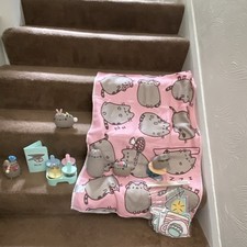 Pusheen Gray Plastic Figurine Lot w/ Accessories, Photo Booth Props & ID Holder picture