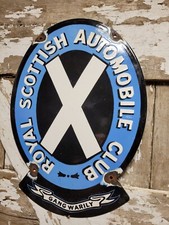 VINTAGE ROYAL SCOTTISH AUTOMOBILE CLUB PORCELAIN SIGN OLD SCOTLAND CAR MEMBER picture