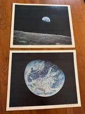 VINTAGE Set of 2 Official Late 1960s NASA Pictures Space Exploration Moon Earth picture