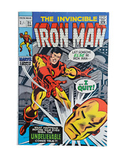 INVINCIBLE IRON MAN #21 1970 KEY ULTRA RARE/HTF UK PRICE VARIANT + MISCUT BACK picture