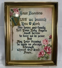 Vintage House Blessing Framed Picture Religious Prayer Jesus Home Decor 9x11 picture