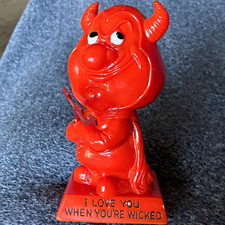 W. & R. Berrie 1972 Red Devil Figurine 4in Plastic Flocked Base Wicked picture