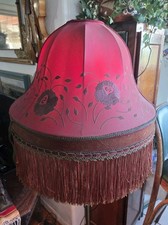 Antique Victorian  Silk Lamp Shade With fringes Antique Original- Handmade 1910 picture