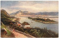 Rolandseck Germany Rhine River Valley Landscape Divided Back Postcard c. 1910 picture