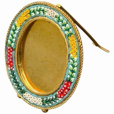 Vtg Mini Mosaic Picture Frame Glass Tile Gold Gilt Floral Small Leaves Italian picture