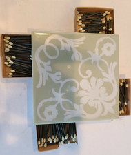 Vtg Mexican Ceramic MCM Tile Match Book Holder Green White Cottage Core picture