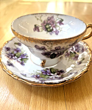 VINTAGE Royal Sealy violet-patterned CUP & SAUCER RARE picture