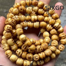 Vintage 108 Bead Buddhism Tibetan Yak Skull Meditation Prayer Mala Necklace picture