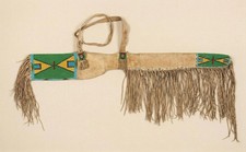 Western Suede Leather Beaded Fringe Rifle Cover | Native Style Gun Scabbard picture