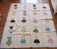 Vintage Hand Sewn Sunbonnet Sue Children's Quilt 57