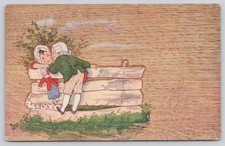 Antique Children Postcard Fence Bonnets Doll c1906-1912 Divided Back picture