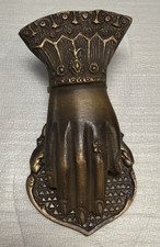 VTG Victorian Style Brass Lady Hand Clip Letter Holder Desk Accessory picture
