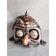 Vintage 2001 Disguise Fright Asylum Latex Mask Bloodshot Eyes Biker Lowrider picture