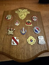 US Army Distinctive Unit Insignia Unit Crest Lot on Wood badges picture