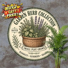 Fresh Garden Spices & Herbs Metal Sign Vintage Kitchen Decor 8x8 Round picture