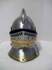 Medieval Burgonet Helmet - 16GA - 2 pc Brass Accents - Wearable Protective Armor picture