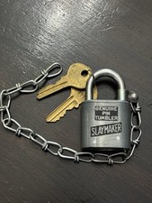 SLAYMAKER Padlock with Chain & Keys Genuine Pin Tumbler Lancaster PA 105B picture